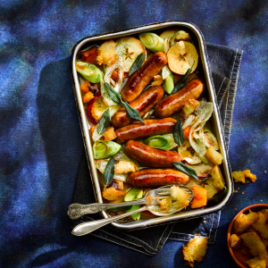 Pork and Leek Sausage Traybake