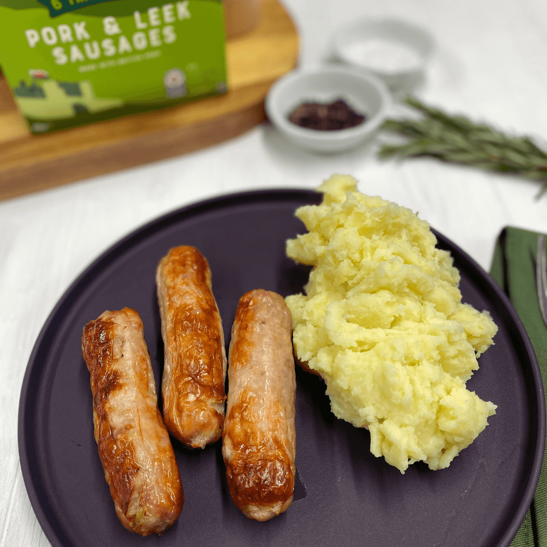 Pork & Leek Sausages with Mash Potato